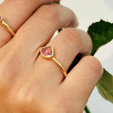 Amour Pink Sapphire Gold Plated Silver 925 Love Ring