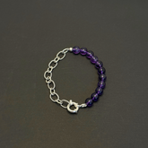 Amethyst Beaded Men's Silver 925 Chain Bracelet