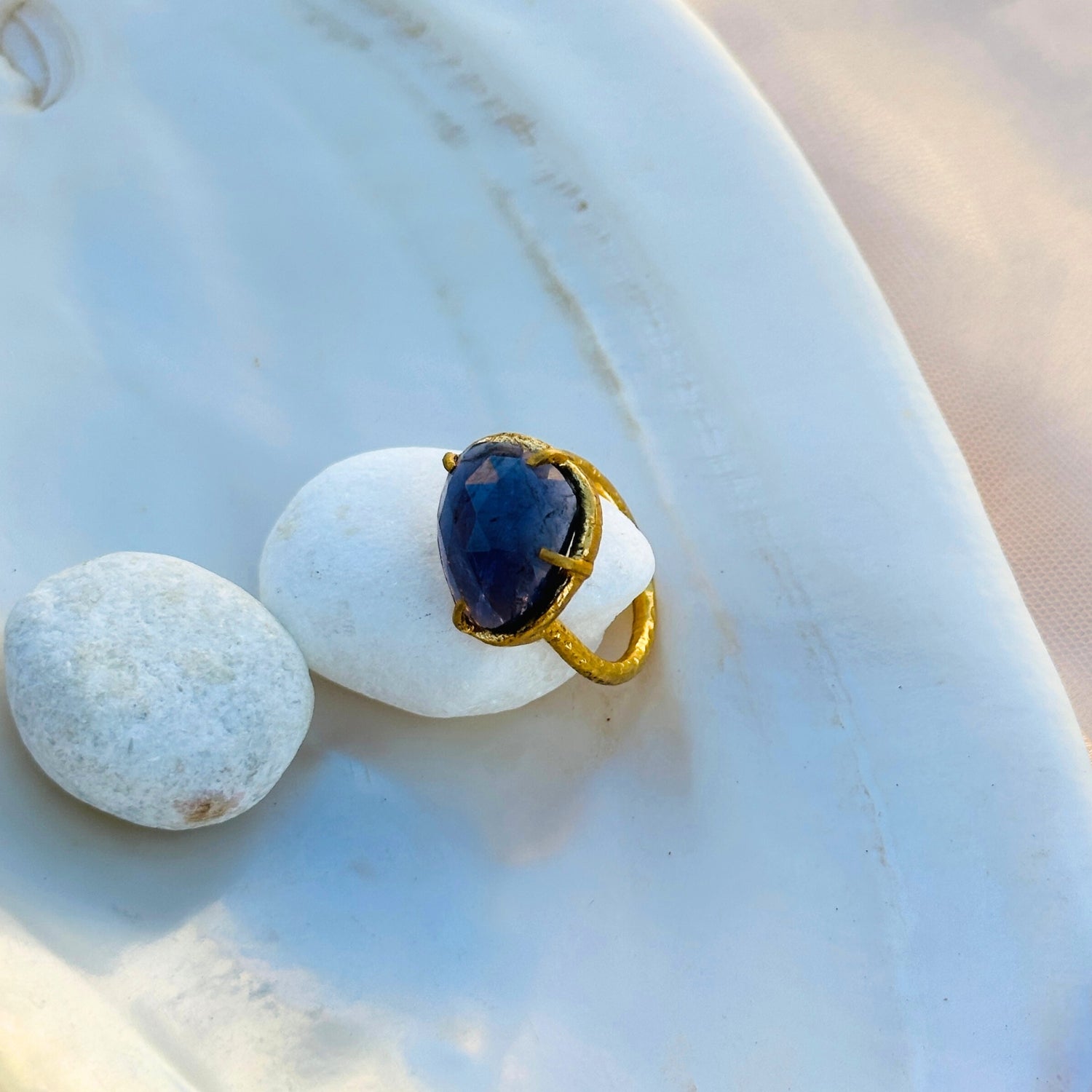 Gemma Iolite 18K Gold Plated Silver Ring