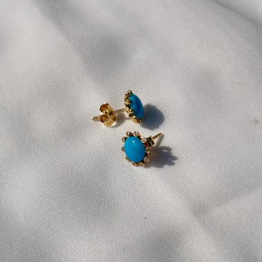 Turquoise & Diamond 14KT Gold Earrings