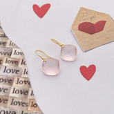 Ember Rose Quartz 18K Gold Plated Silver 925 Love Earrings