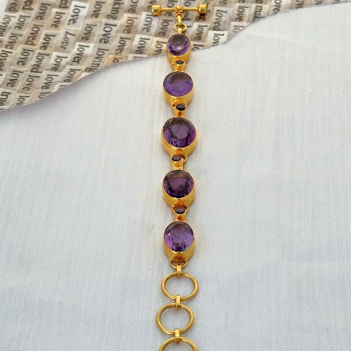 Simson Amethyst 18KT Gold Plated Love Bracelet