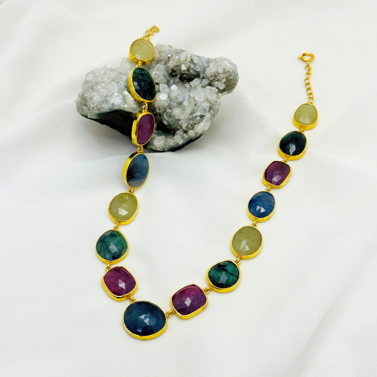 Prish 18K Gold Plated Silver 925 Colorstone Necklace