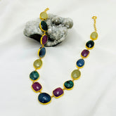 Prish 18K Gold Plated Silver 925 Colorstone Necklace