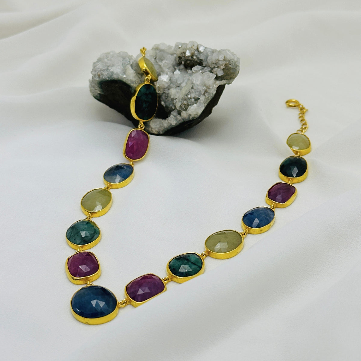 Prish 18K Gold Plated Silver 925 Colorstone Necklace