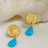 Aqua Gold Plated Silver Earrings