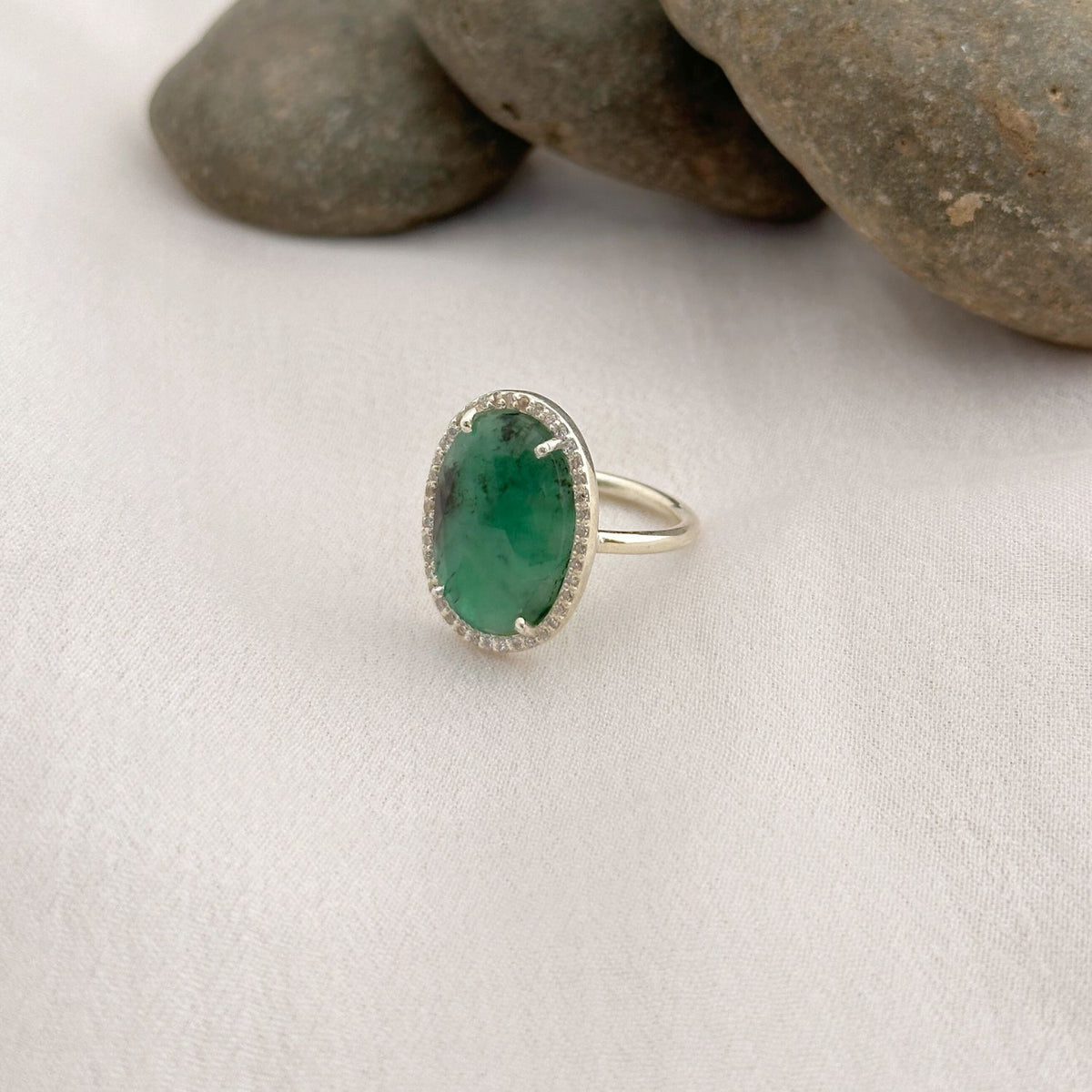 Bowen Silver 925 Emerald Ring