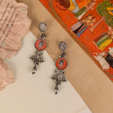 Rajkanya Handpainted Miniature Art Silver Earrings