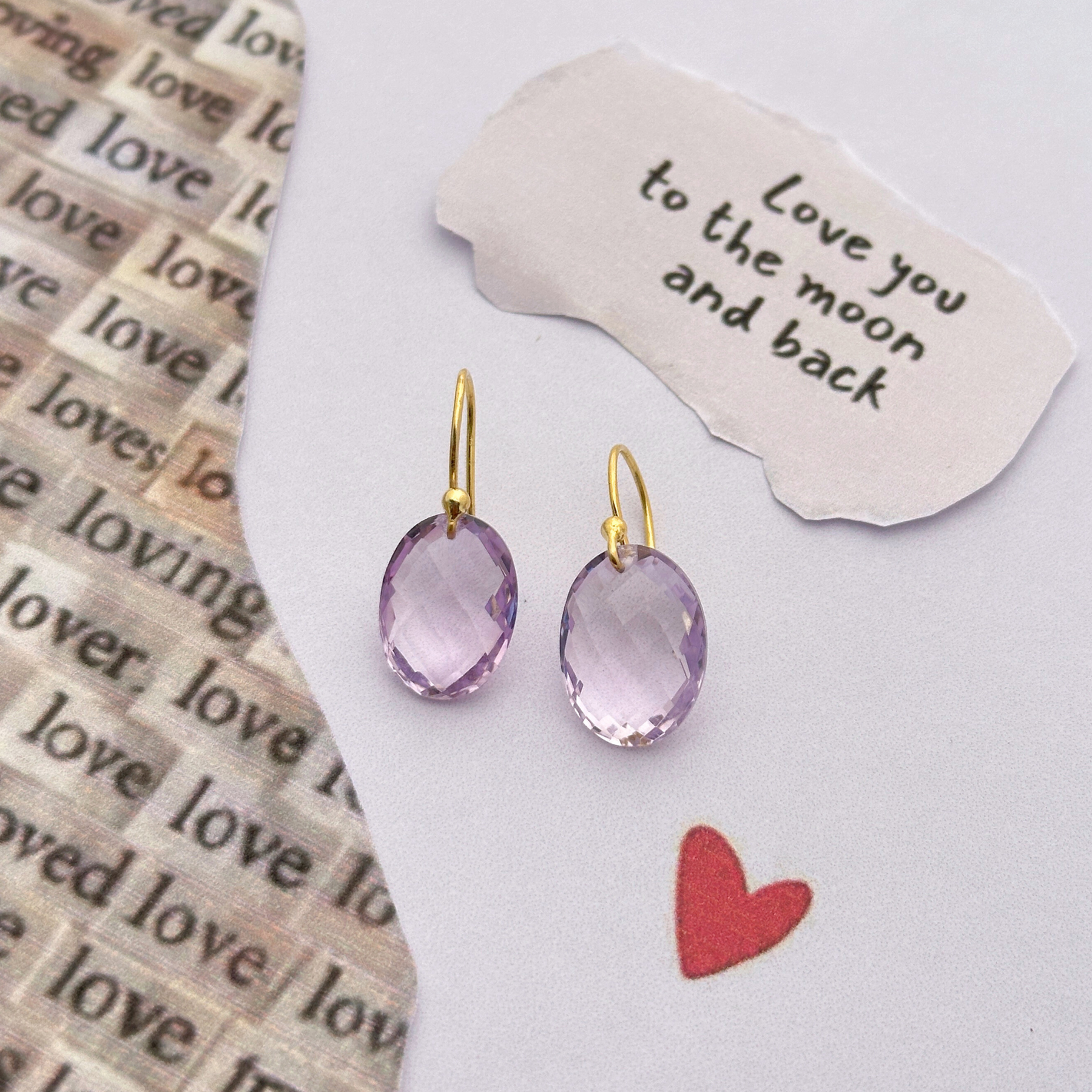 Allena Amethyst 18K Gold Plated Silver 925 Love Earrings