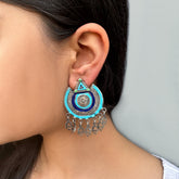 Turquoise and Navy Enamel Earrings