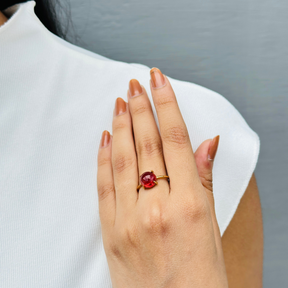 Pink Tourmaline Round 18KT Gold Ring