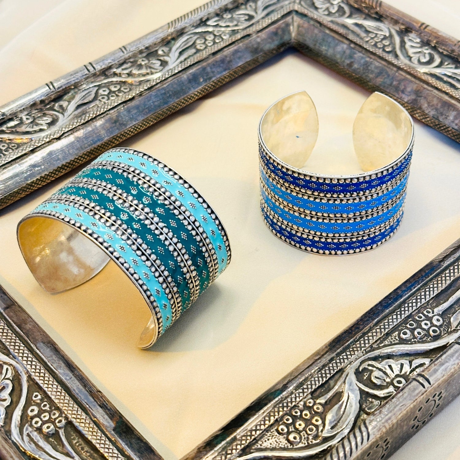 Kupara Enamel Silver 925 Cuff Bangles