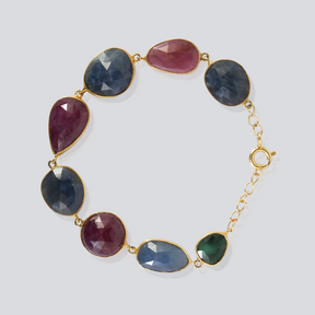 Cheryl Ruby and Sapphire 18K Gold Plated Silver Bracelet