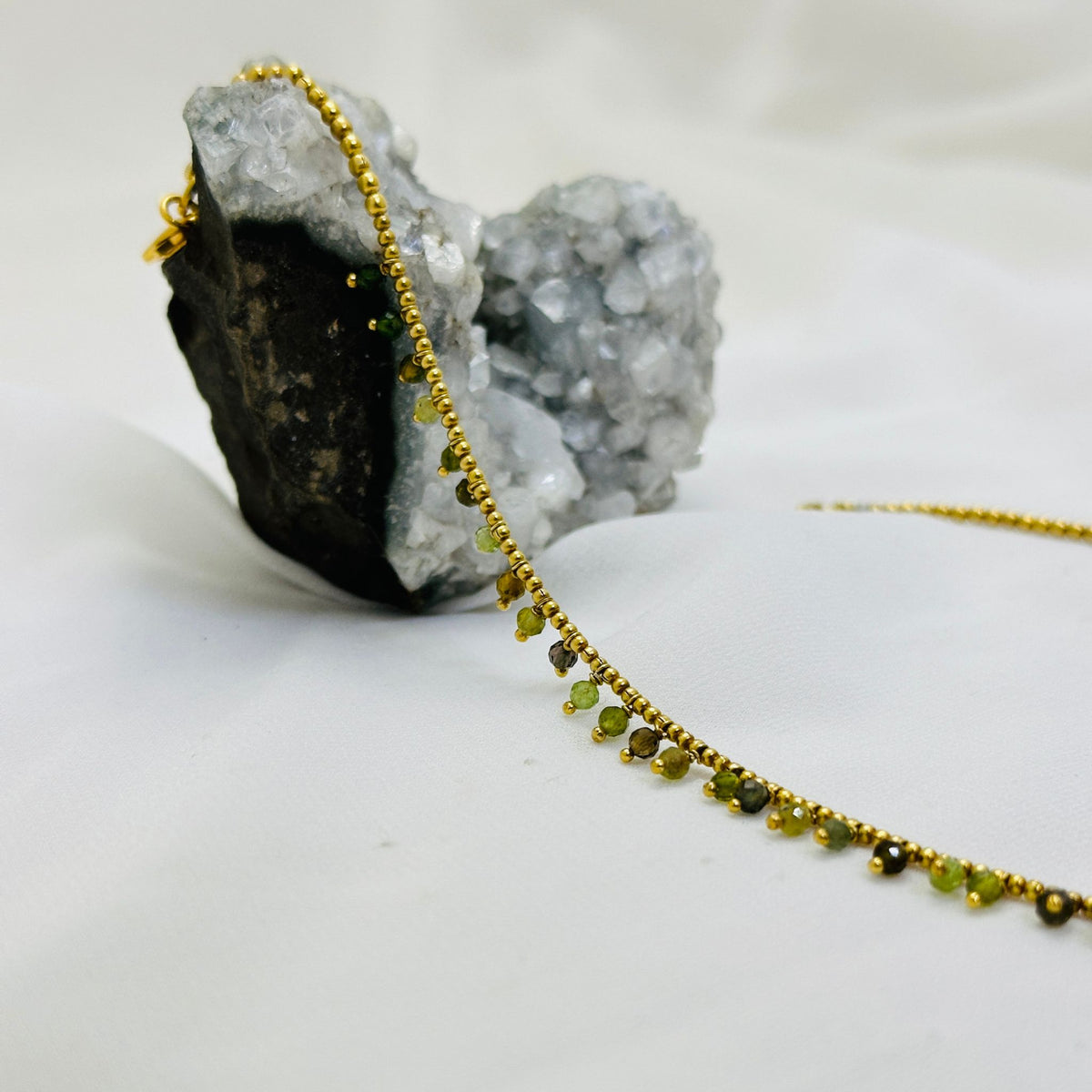 Tuna 18K Gold Plated Silver 925 Tourmaline Necklace