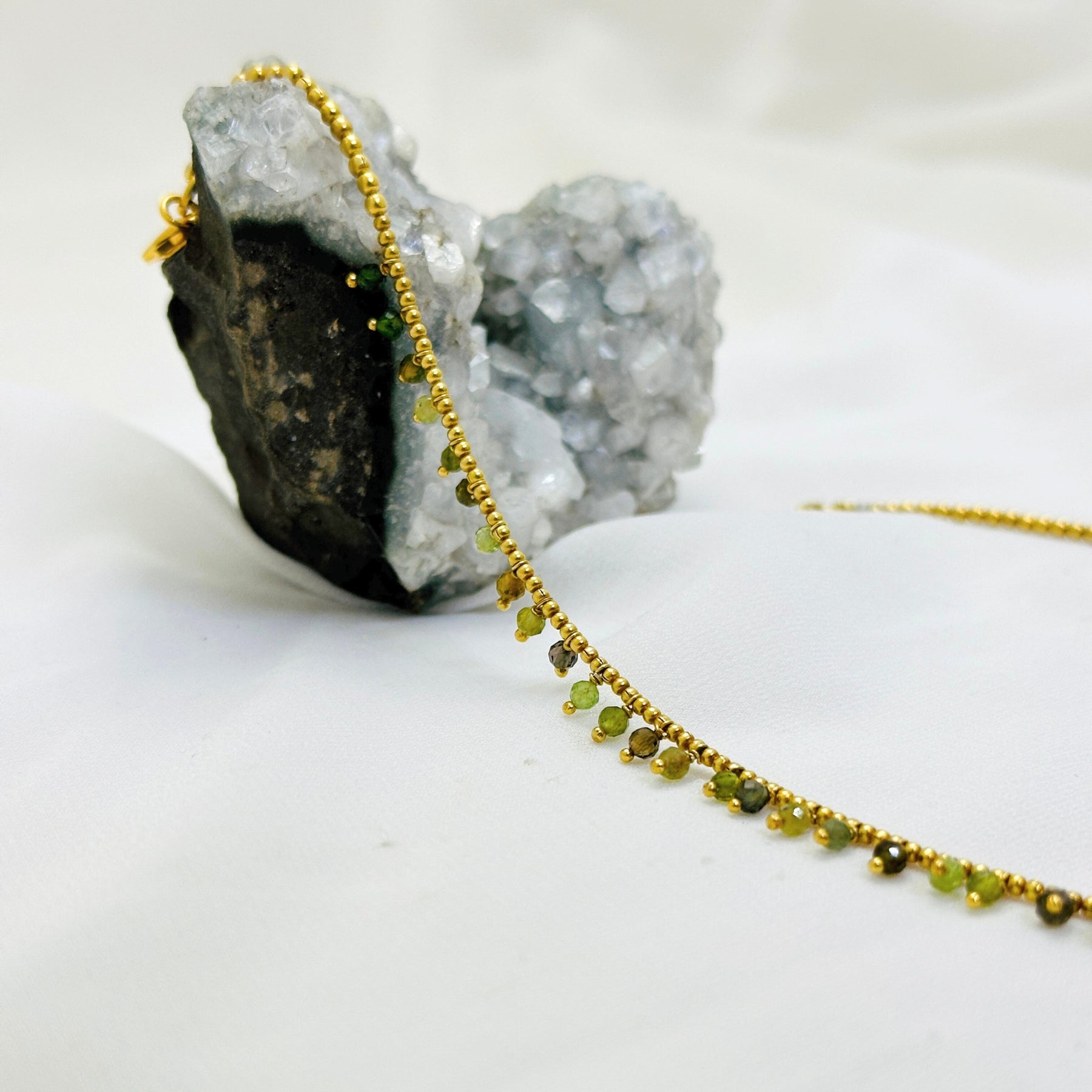 Tuna 18K Gold Plated Silver 925 Tourmaline Necklace