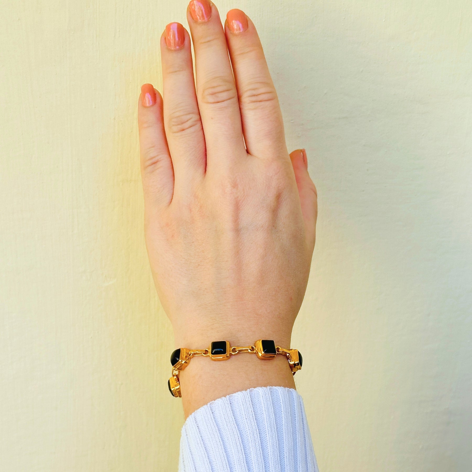 Marina Silver 925 Gold Plated Black Onyx Bracelet