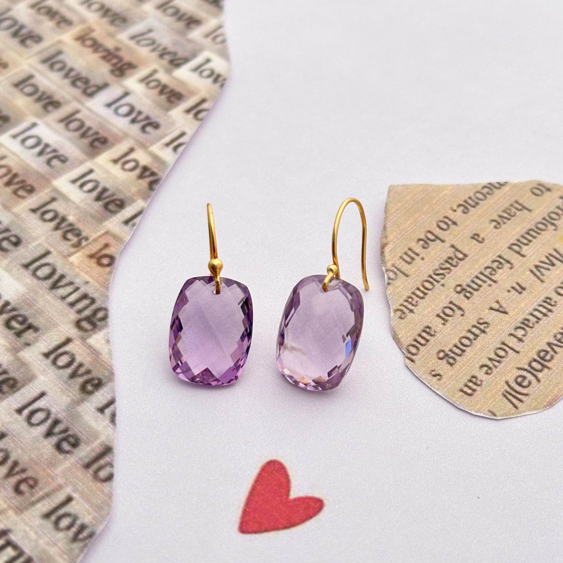 Lore Amethyst 18K Gold Plated Silver 925 Love Earrings