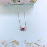 Chem Zircon studded Evil Eye 925 Silver Necklace