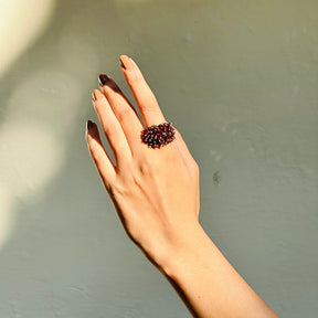 Garnet & Amethyst 18K Gold Plated Silver 925 Beads Ring