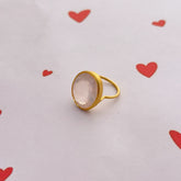 Aurora Rose Quartz Gold Plated Silver 925 Ring