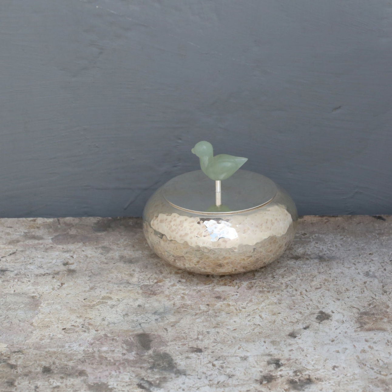 Silver 925 Storage Box With Jade Stone