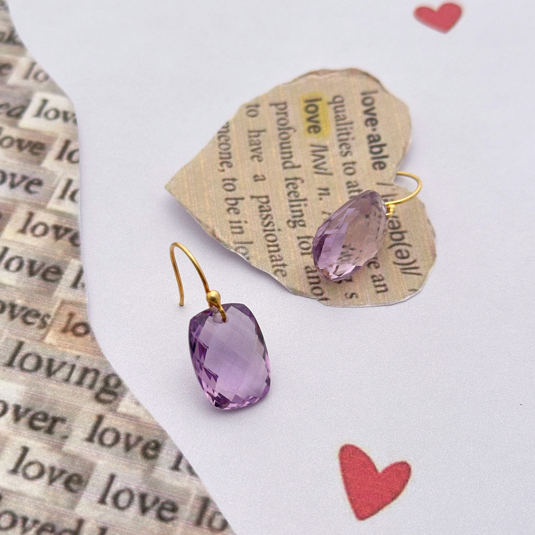 Lore Amethyst 18K Gold Plated Silver 925 Love Earrings