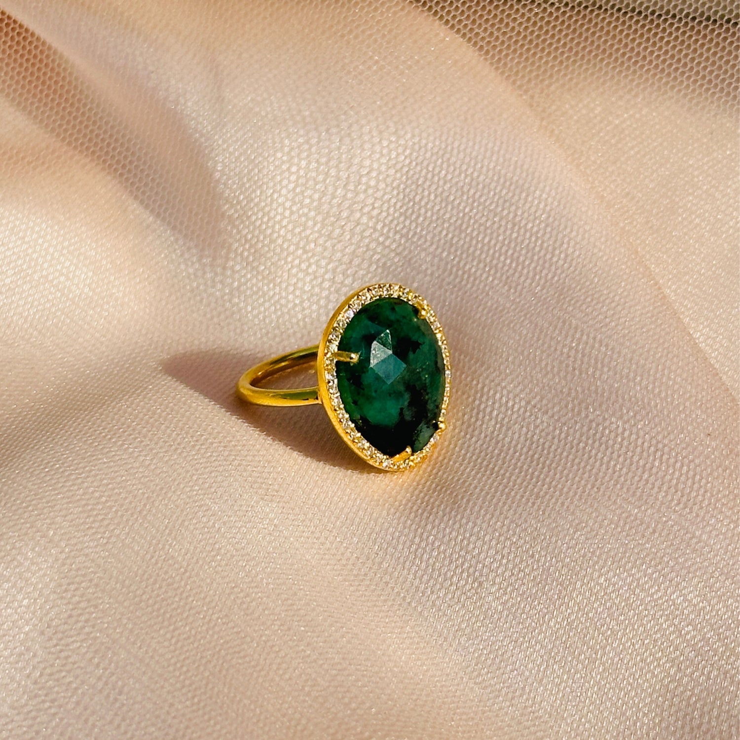 Haroun Emerald 18k Gold Plated Silver 925 Rings