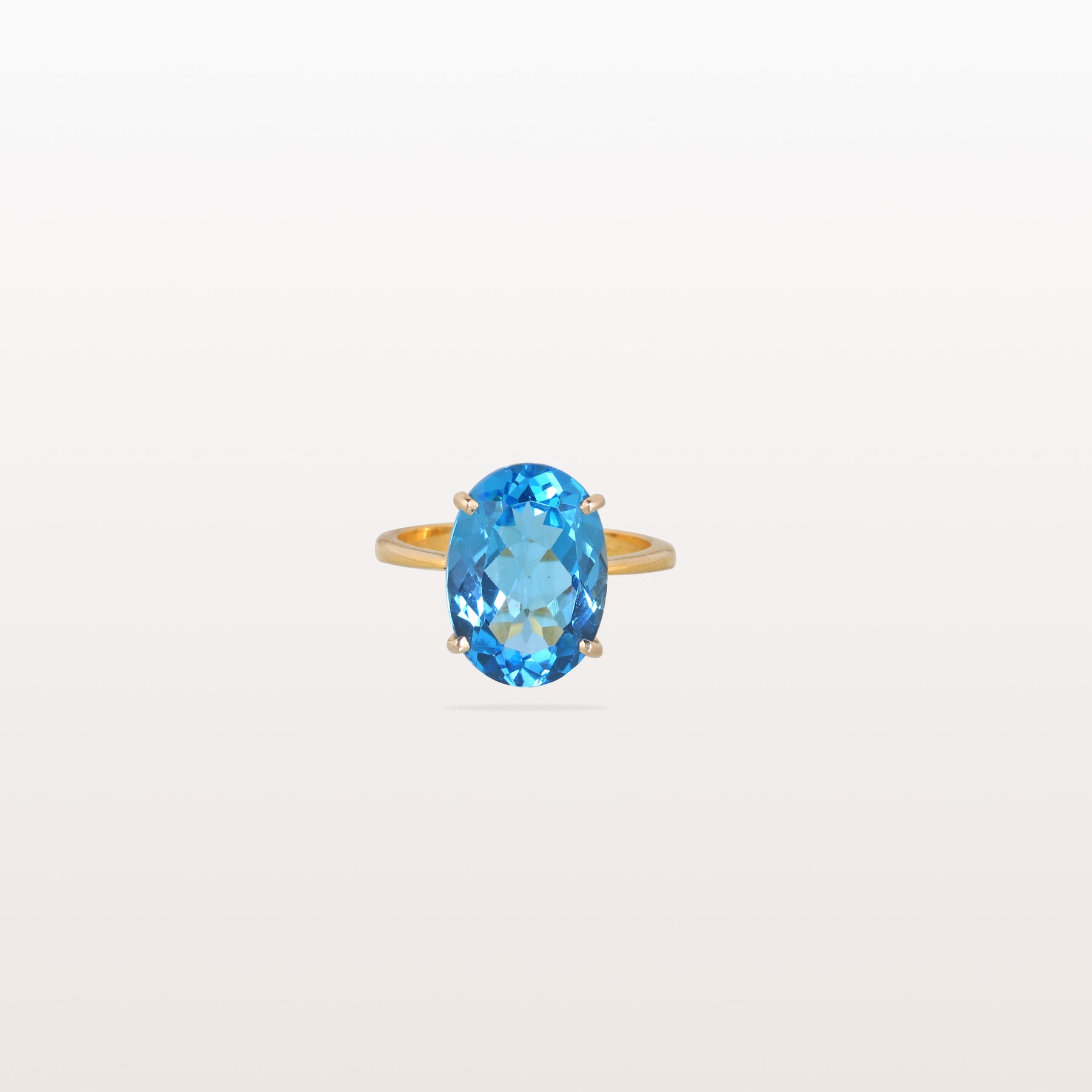 Blue Topaz Big Oval 18KT Gold Ring