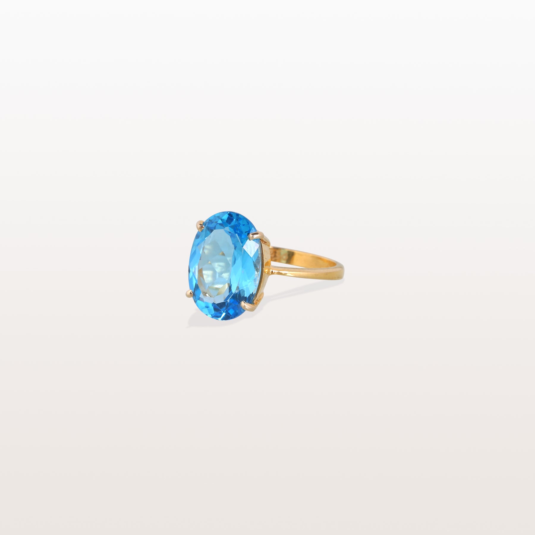 Blue Topaz Big Oval 18KT Gold Ring