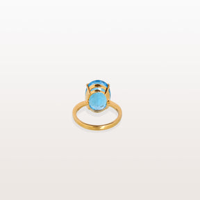 Blue Topaz Big Oval 18KT Gold Ring