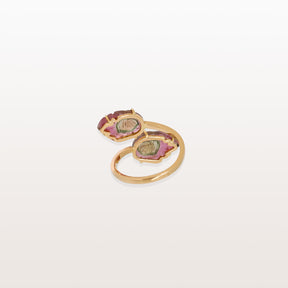 Watermelon Tourmaline 18KT Gold Ring