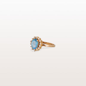 Blue Topaz and Diamond 18KT Gold Ring