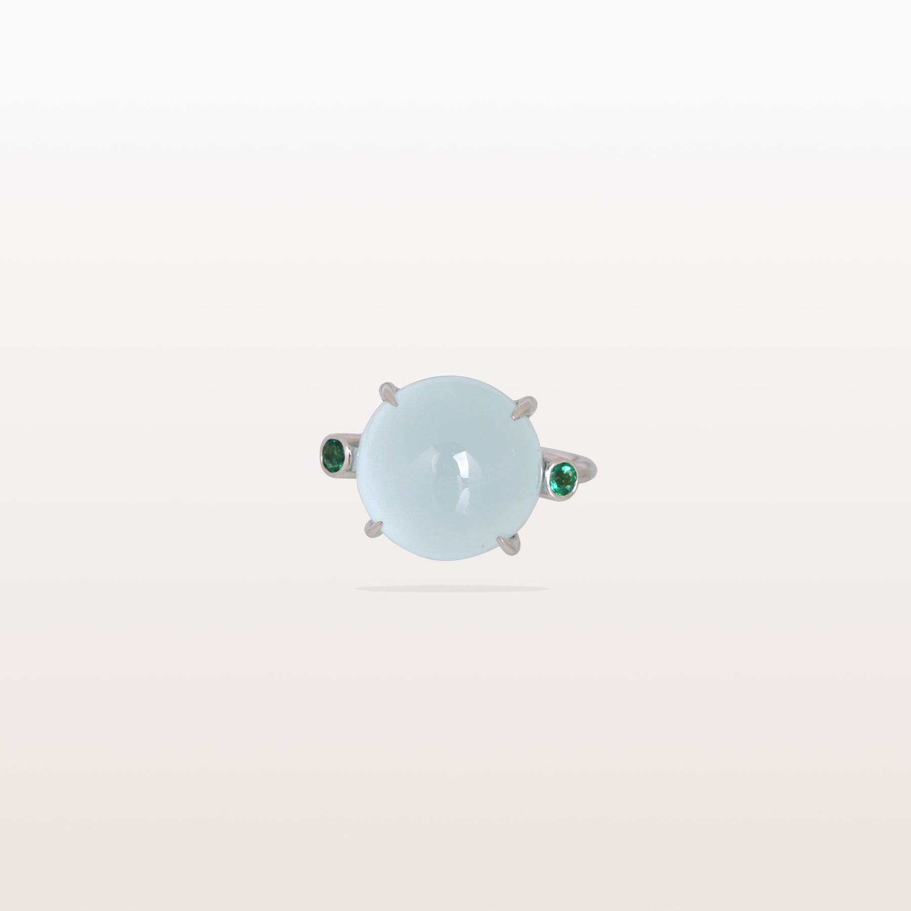 Aquamarine & Emerald 18KT White Gold Ring