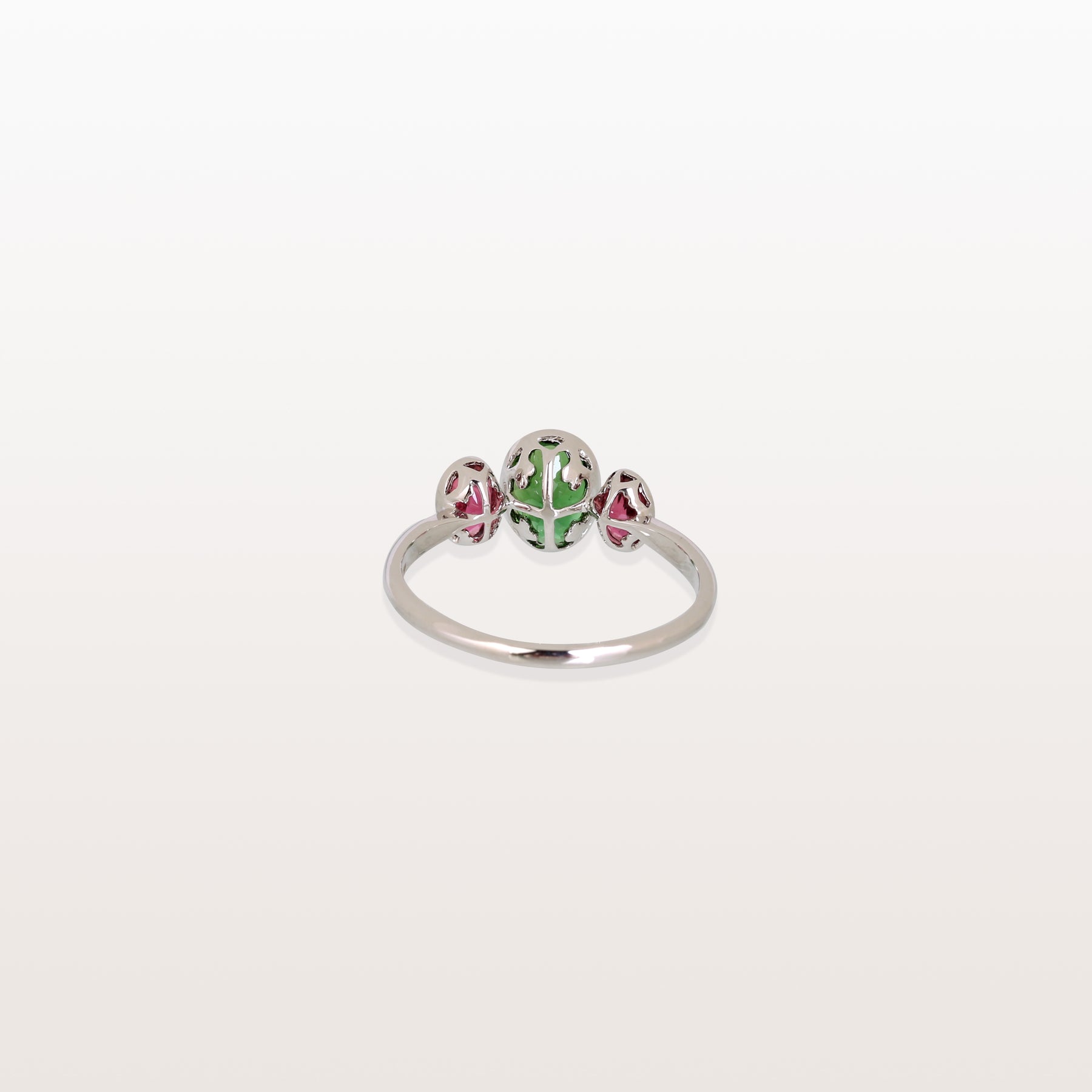 Diopside & Pink Tourmaline 18KT White Gold Ring