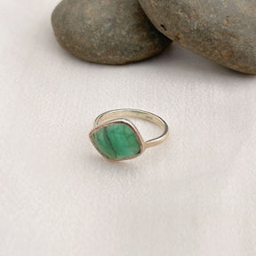 Poppy Silver 925 Emerald Ring