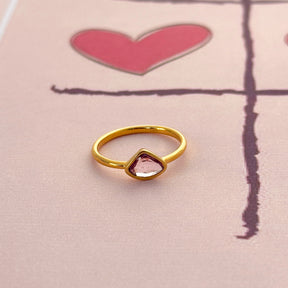 Amour Pink Sapphire Gold Plated Silver 925 Love Ring