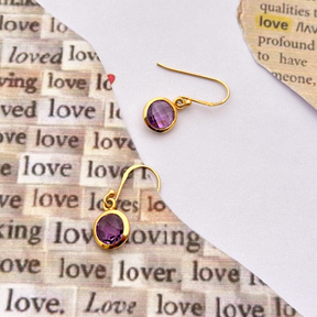 Carny Amethyst 18K Gold Plated Silver 925 Love Earrings