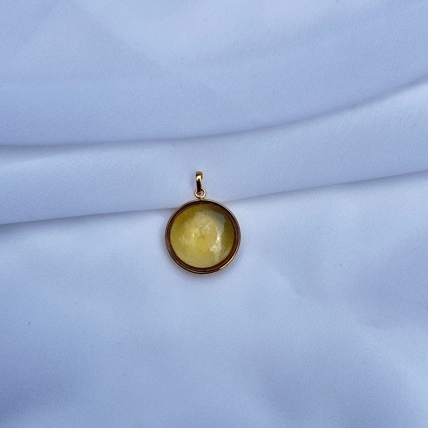 Citrine Round 18KT Gold Pendant