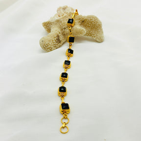 Marina Silver 925 Gold Plated Black Onyx Bracelet