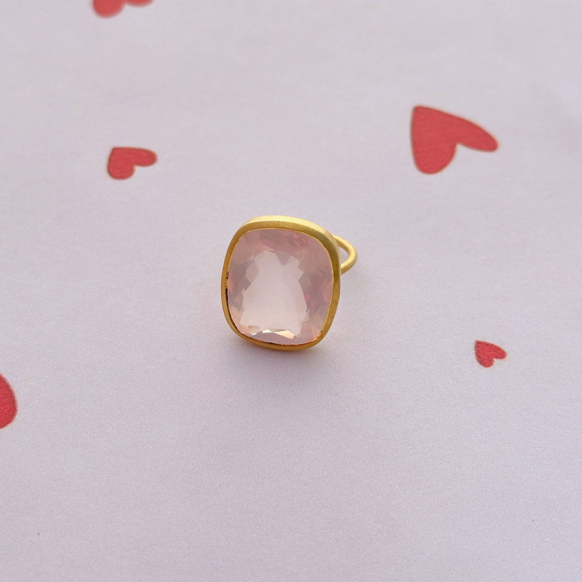 Stan Rose Quartz Gold Plated Silver 925 Ring