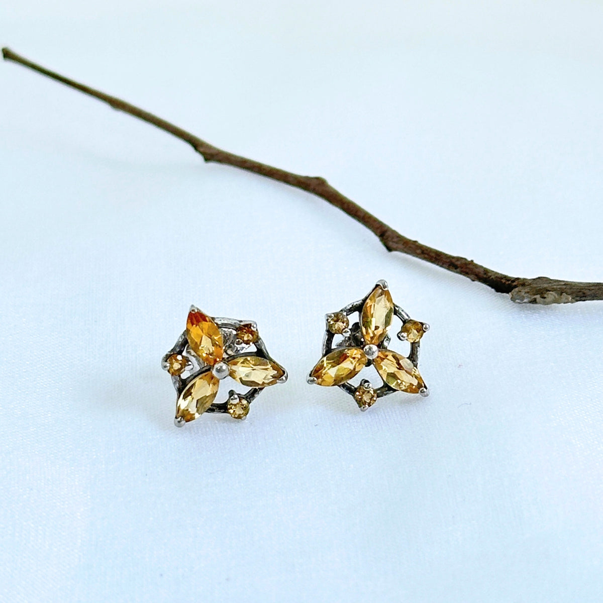 Claudia Citrine Silver 925 Studs