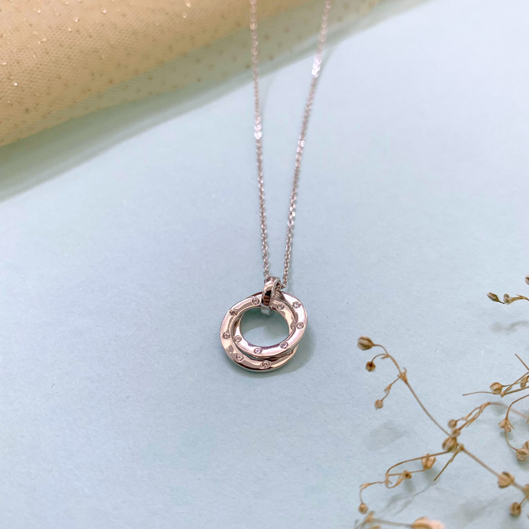 Oran Zircon studded 925 Silver Necklace