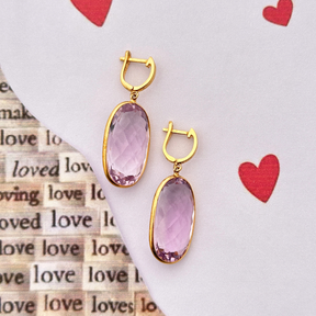 Elyanna Amethyst 18K Gold Plated Silver 925 Love Earrings