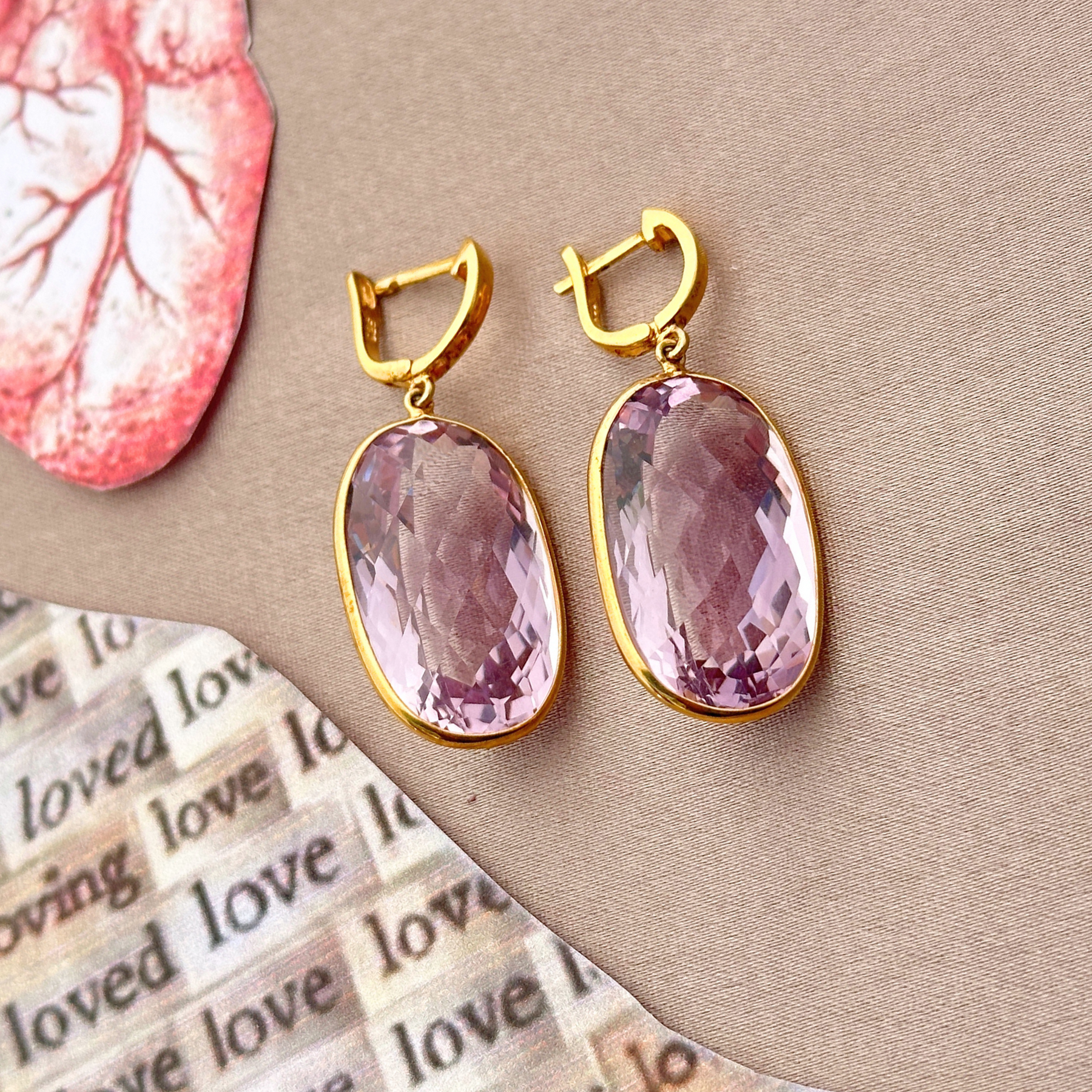 Elyanna Amethyst 18K Gold Plated Silver 925 Love Earrings