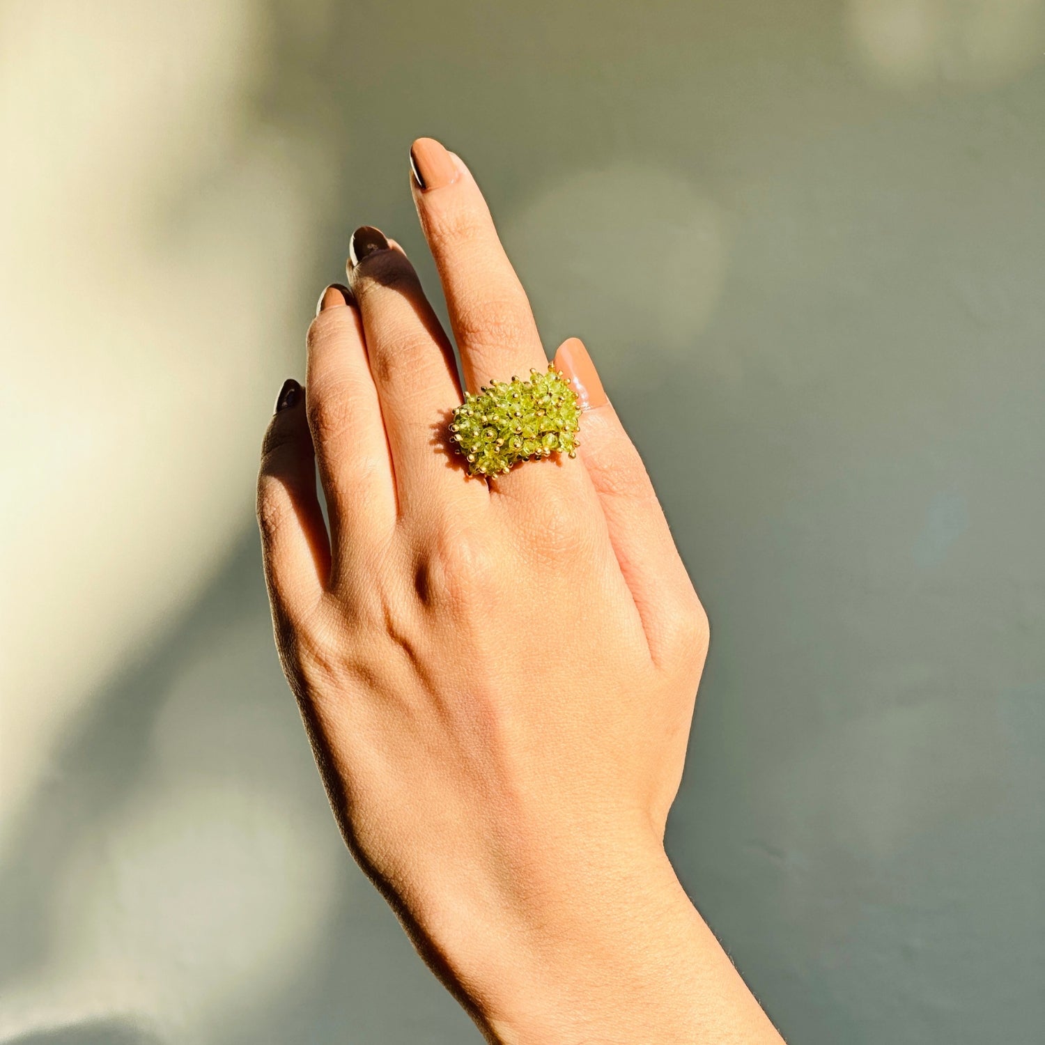 Green Hues Beads Ring