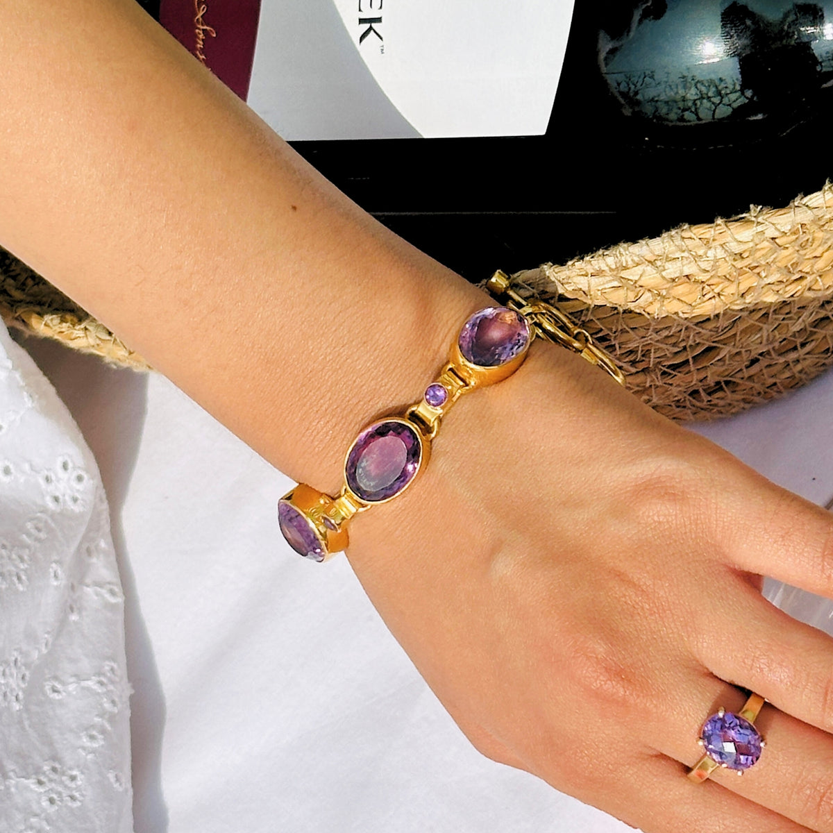 Simson Amethyst 18KT Gold Plated Love Bracelet