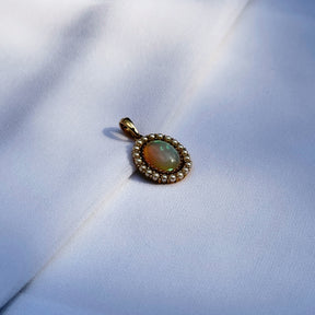 Opal & Pearl Oval 18KT Gold Pendant