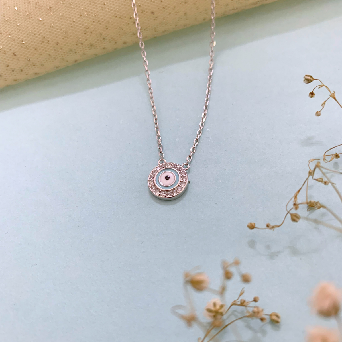 Crile Zircon studded Evil Eye 925 Silver Necklace