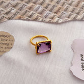 Peony Amethyst Gold Plated Silver 925 Ring