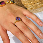 Lovelace Amethyst Gold Plated Silver 925 Love Ring